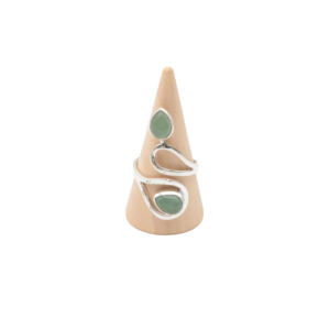 Bague Aventurine verte A  Argent 925 réglable - Modèle 05