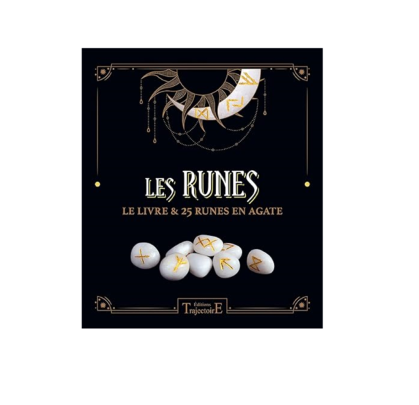 Les Runes + livre & 25 runes en Agate coffret Trajectoire